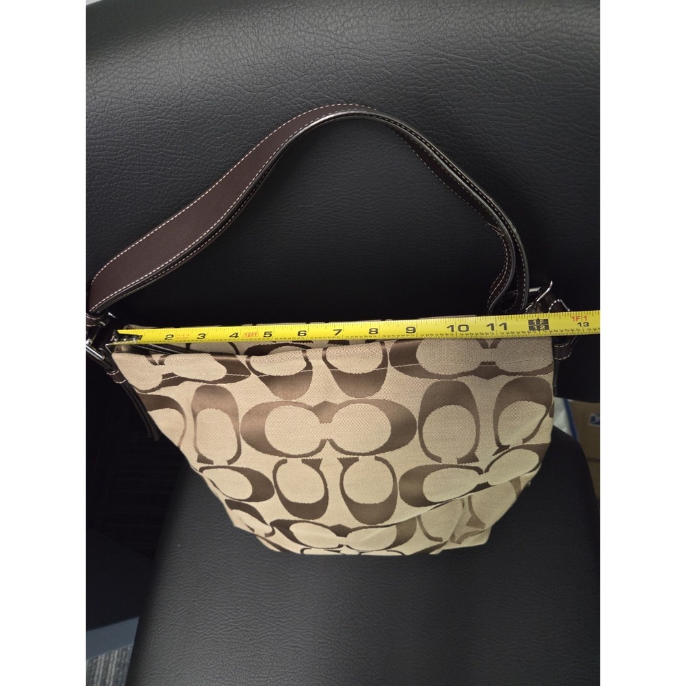 Coach Signature Canvas Hobo Shoulder Bag Crossbody Purse Logo Brown - Picture 4 of 16